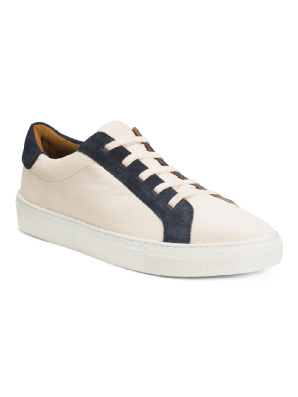 ALLEN EDMONDS Men's White Leather Fisher Sneakers with Contrast Suede Detail